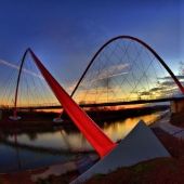 Nordsternbrücke bei Sonnenuntergang